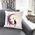 Moonlit Cat Floral Design – DTF Transfer