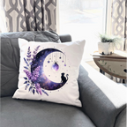 Moonlit Cat Floral Design – DTF Transfer
