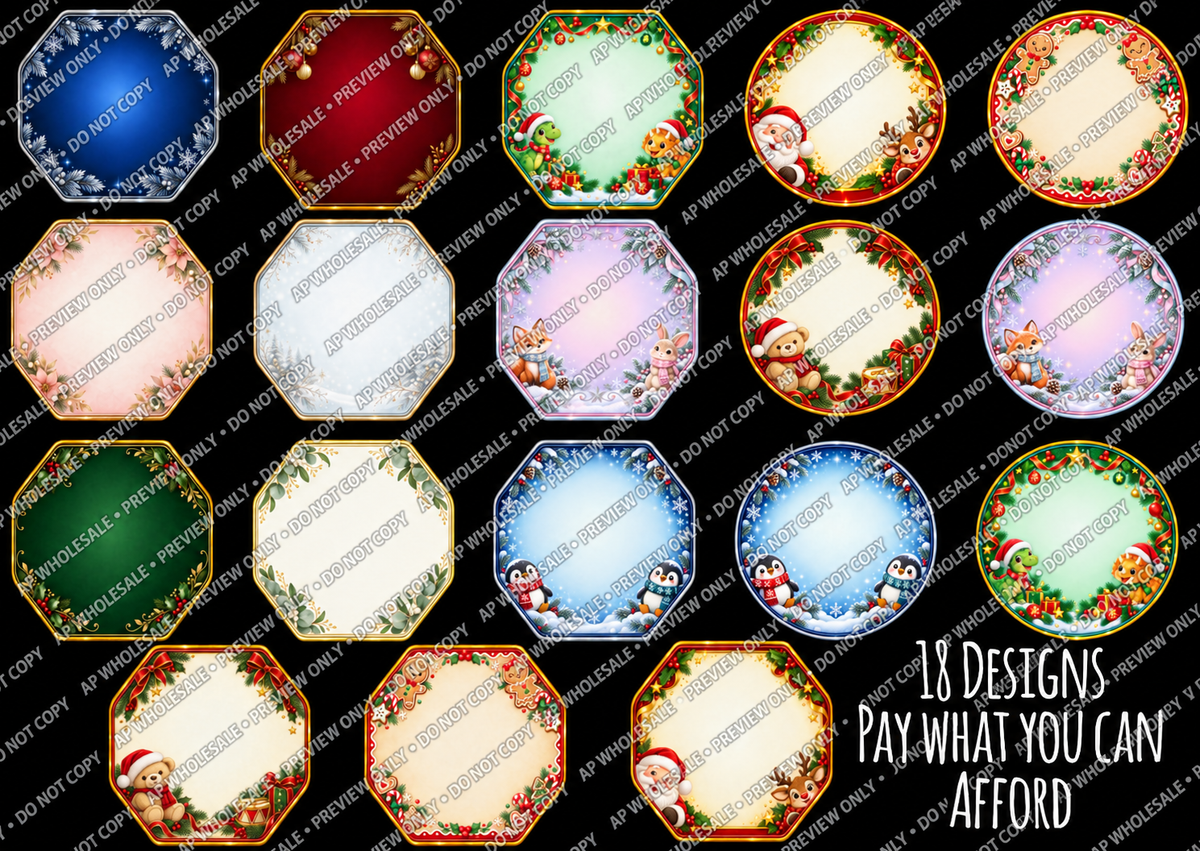 Watermarked preview of 18 Christmas digital designs