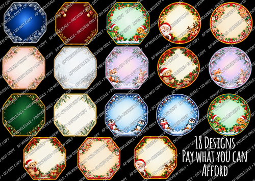 Watermarked preview of 18 Christmas digital designs
