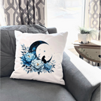 Moonlit Cat Floral Design – DTF Transfer