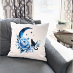 Moonlit Cat Floral Design – DTF Transfer