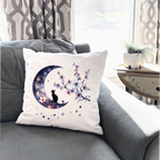 Moonlit Cat Floral Design – DTF Transfer