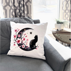 Moonlit Cat Floral Design – DTF Transfer