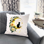 Moonlit Cat Floral Design – DTF Transfer