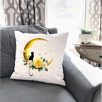 Moonlit Cat Floral Design – DTF Transfer