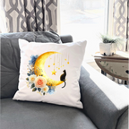 Moonlit Cat Floral Design – DTF Transfer