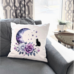 Moonlit Cat Floral Design – DTF Transfer