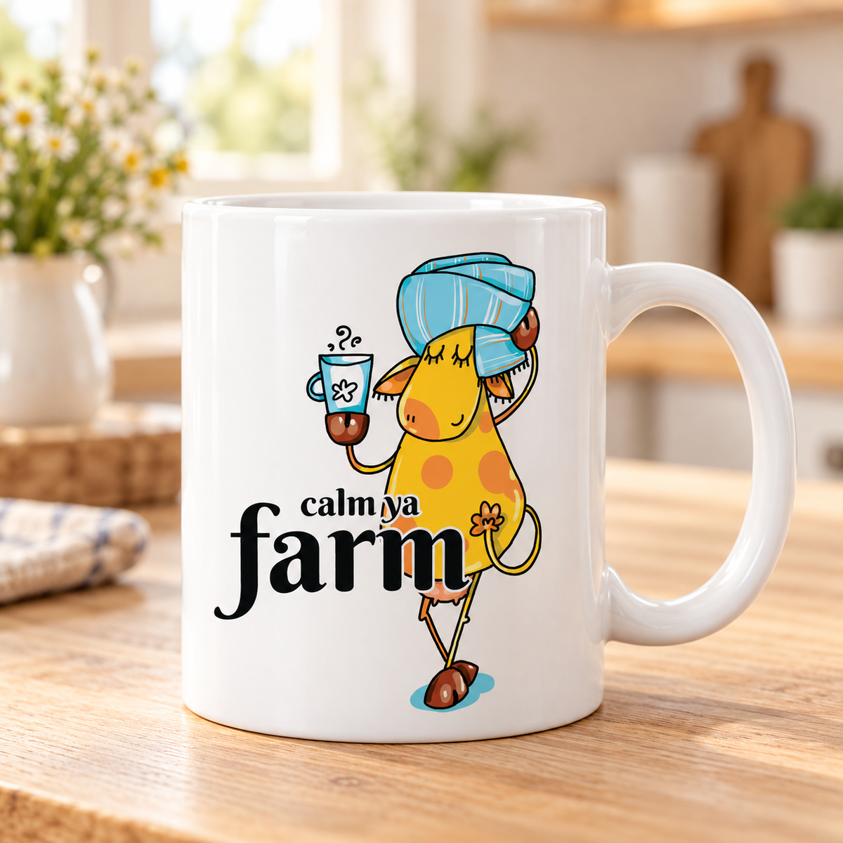 Cheeky Cow mug - Calm Ya Farm