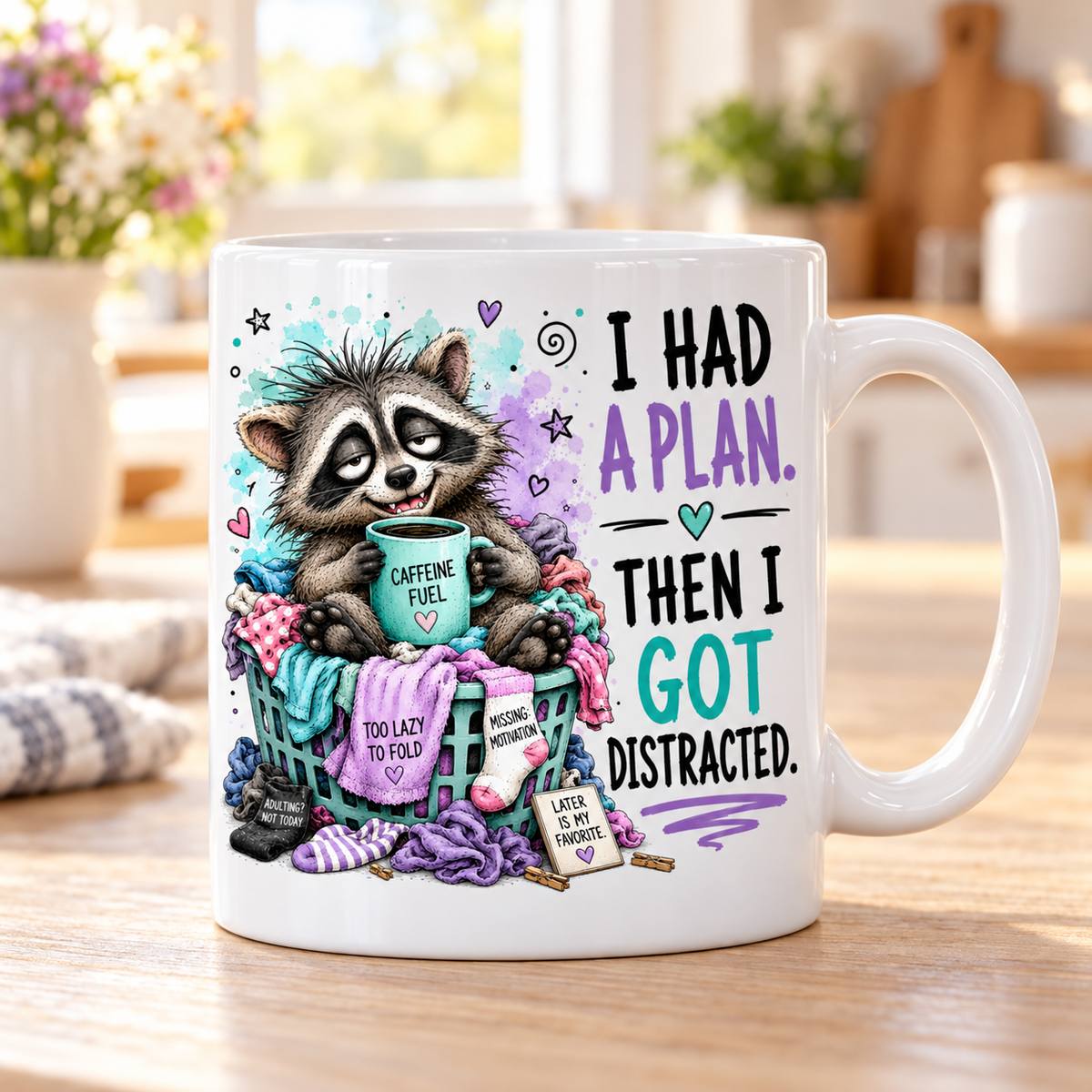Sassy Animals mug - I Had A Plan (Raccoon)