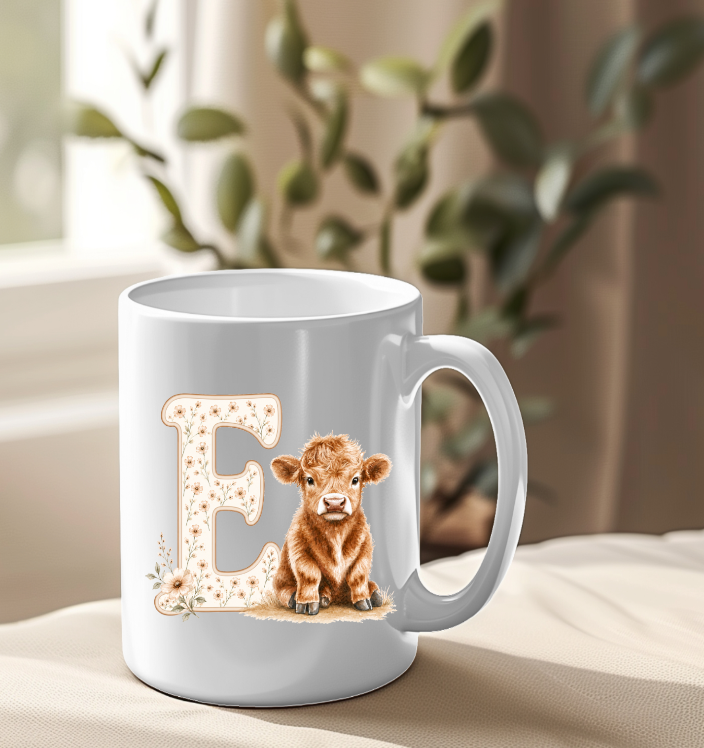 Highland Cow Floral Alphabet UVDTF Decals