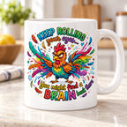 Moody Farmyard mug - Keep Rolling Your Eyes (Feather Rooster)