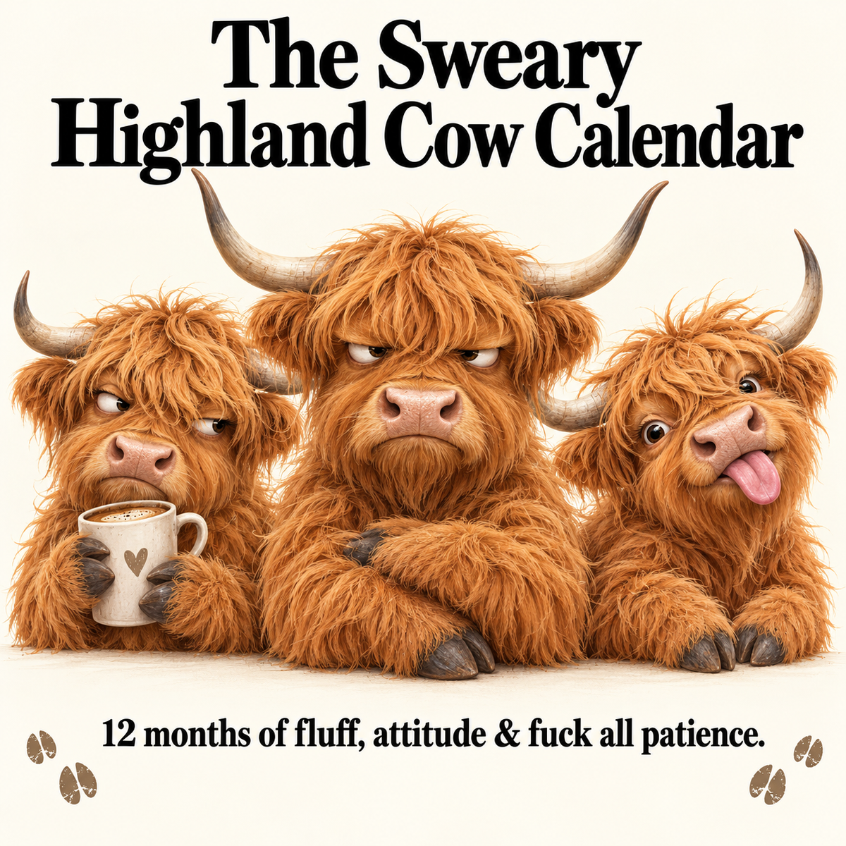 The Sweary Highland Cow Calendar 2027 – Printable A4 Digital Download