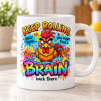 Moody Farmyard mug - Keep Rolling Your Eyes (Angry Rooster)