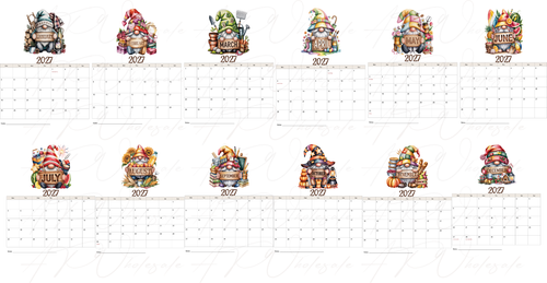 2027 Seasonal Gnome Desk Calendar – Digital Download