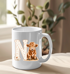 Highland Cow Floral Alphabet UVDTF Decals