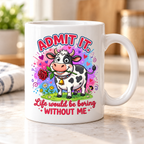 Moody Farmyard mug - Admit It Life Would Be Boring (Cow)
