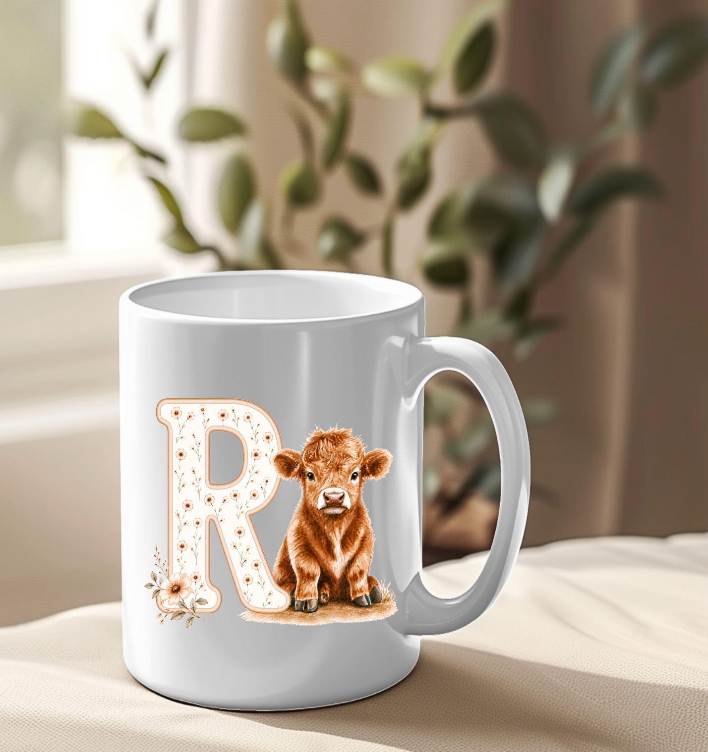 Highland Cow Floral Alphabet UVDTF Decals
