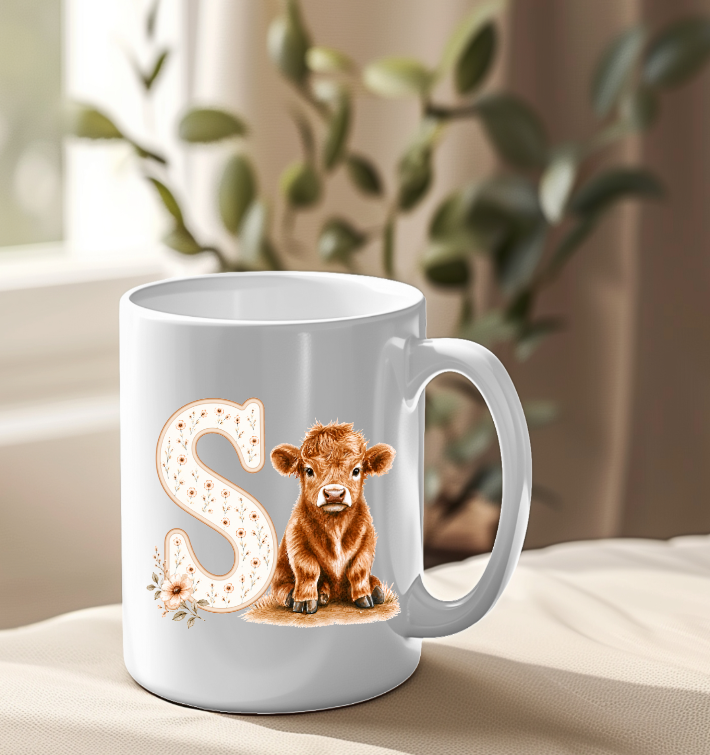 Highland Cow Floral Alphabet UVDTF Decals
