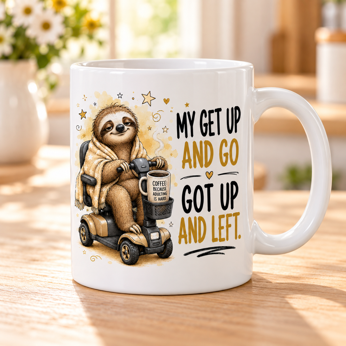 Sassy Animals mug - My Get Up And Go (Sloth)