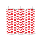 Three tumblers with red bow pattern on a white background UVDTF 