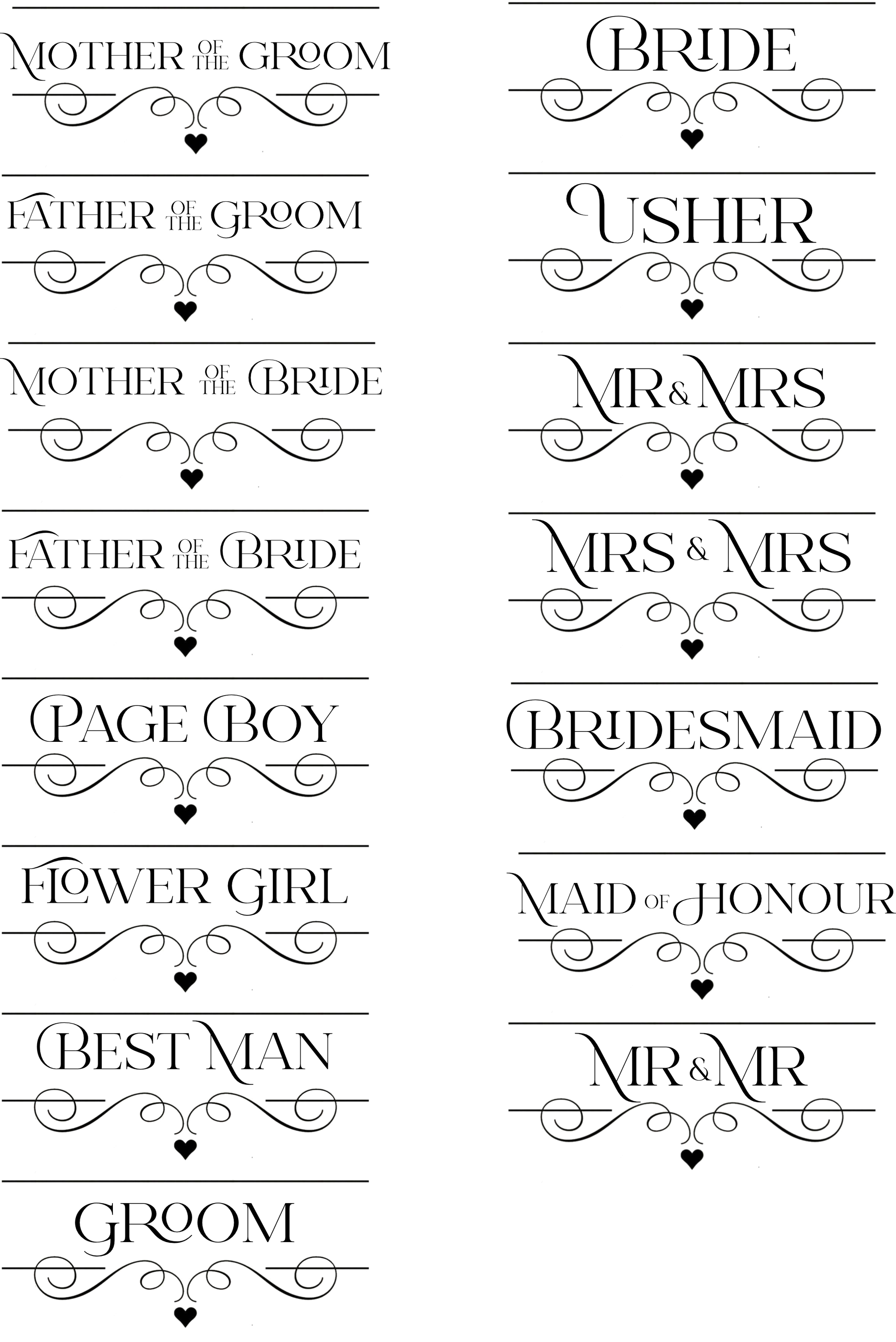 Elegant Wedding Role Designs UV-DTF