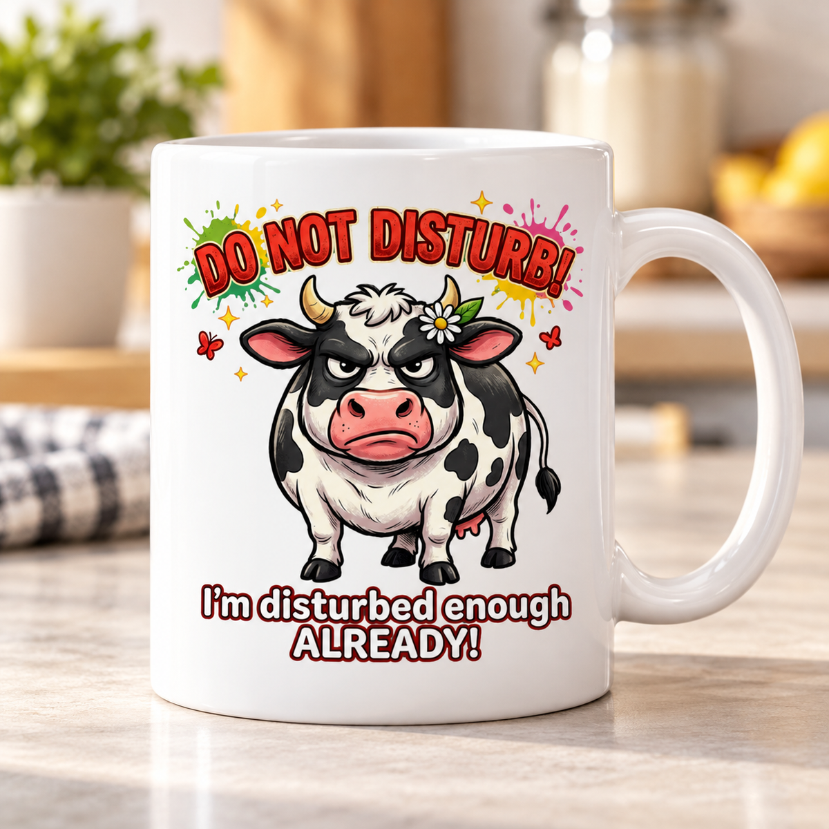 Moody Farmyard mug - Do Not Disturb (Chubby Cow)