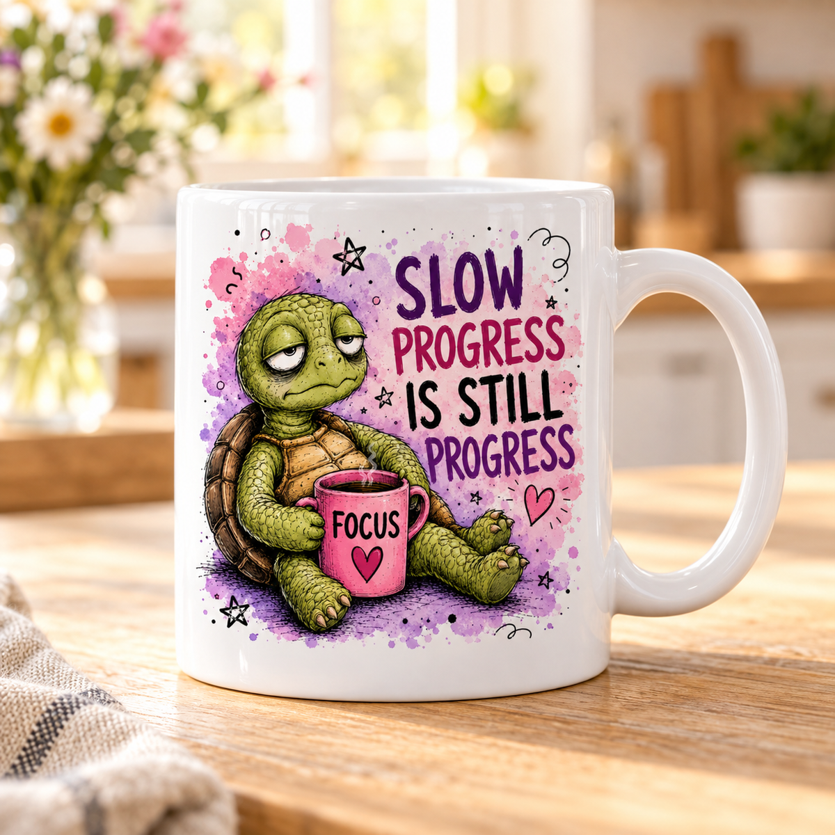 Sassy Animals mug - Slow Progress (Turtle)