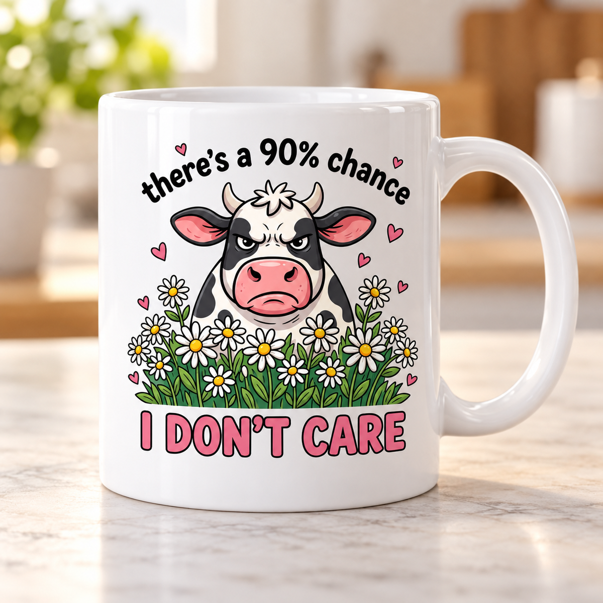 Moody Farmyard mug - 90% Chance I Don't Care (Cow)