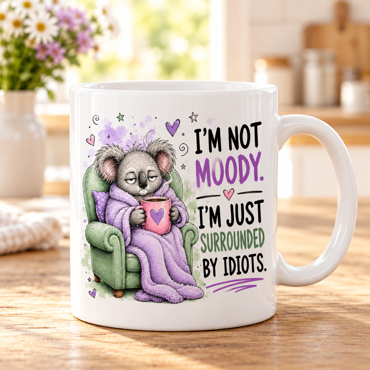 Sassy Animals mug - Surrounded By Idiots (Koala)