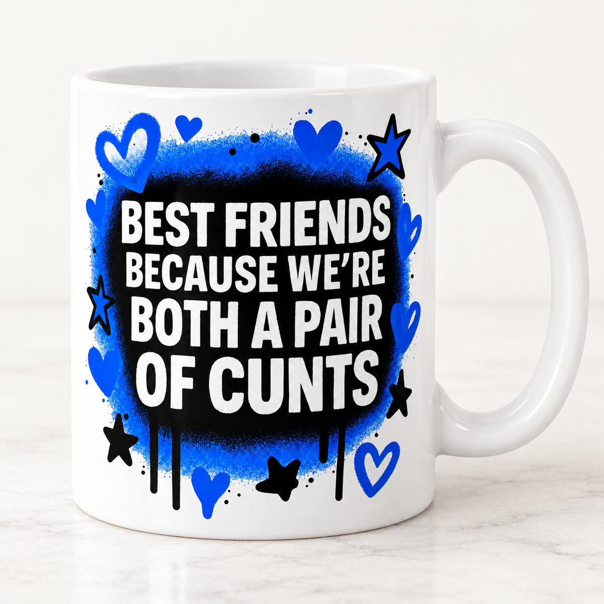 Blue Best Friends adult humour mug design mock-up