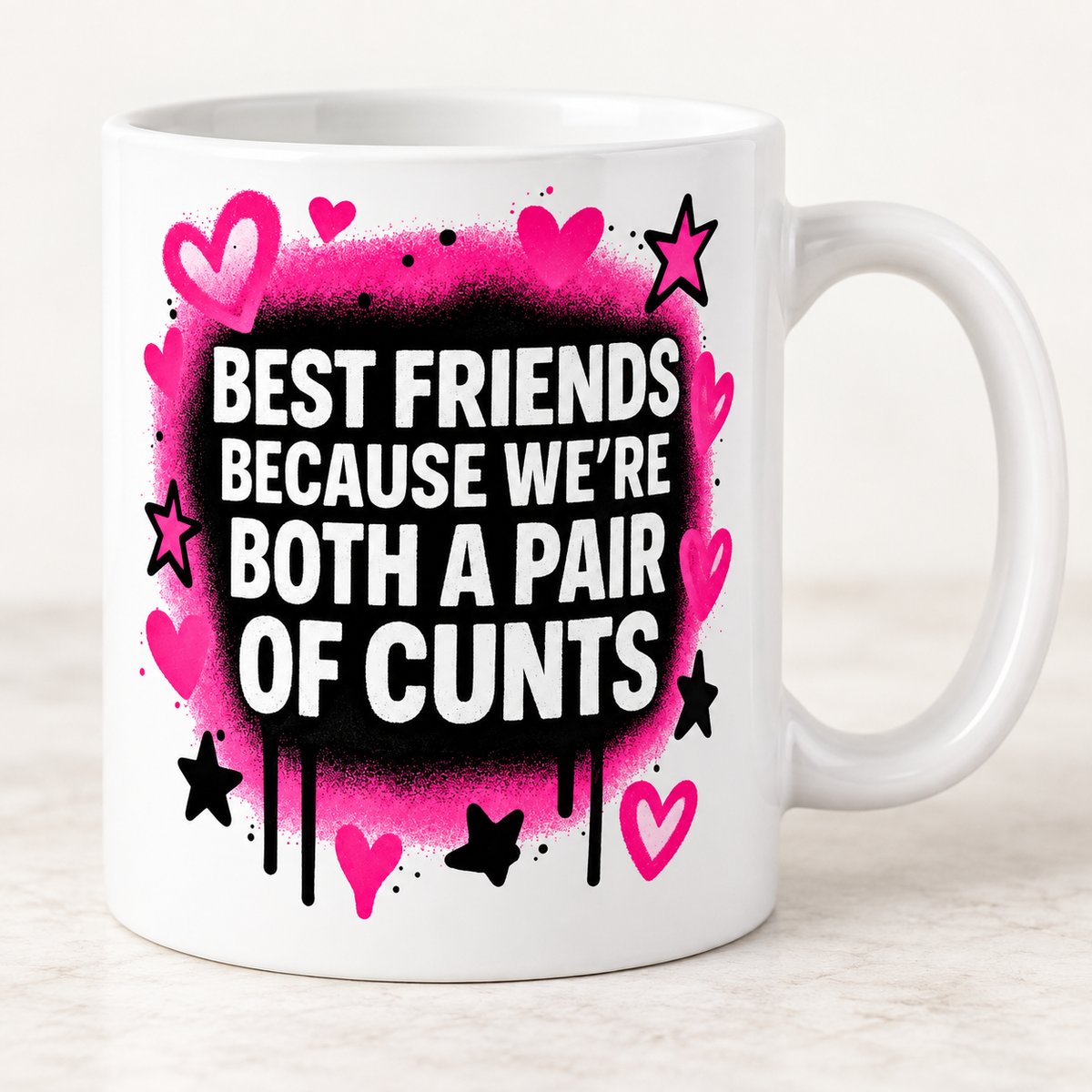 Pink Best Friends adult humour mug design mock-up