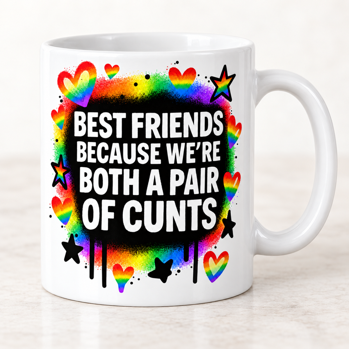 Pride rainbow Best Friends adult humour mug design mock-up