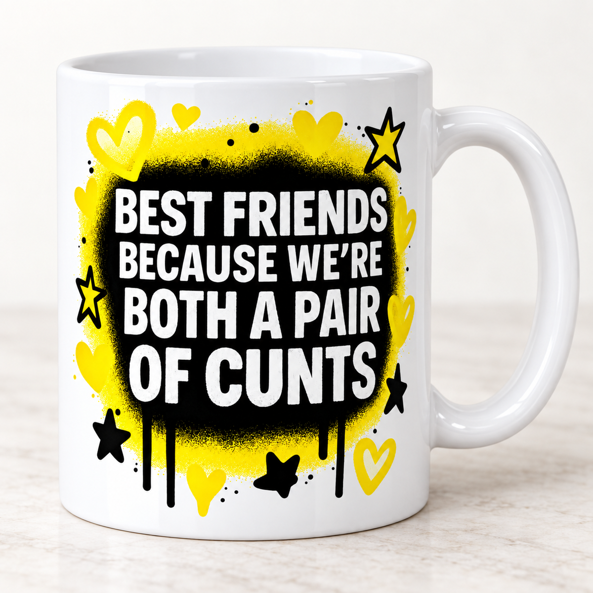 Yellow Best Friends adult humour mug design mock-up