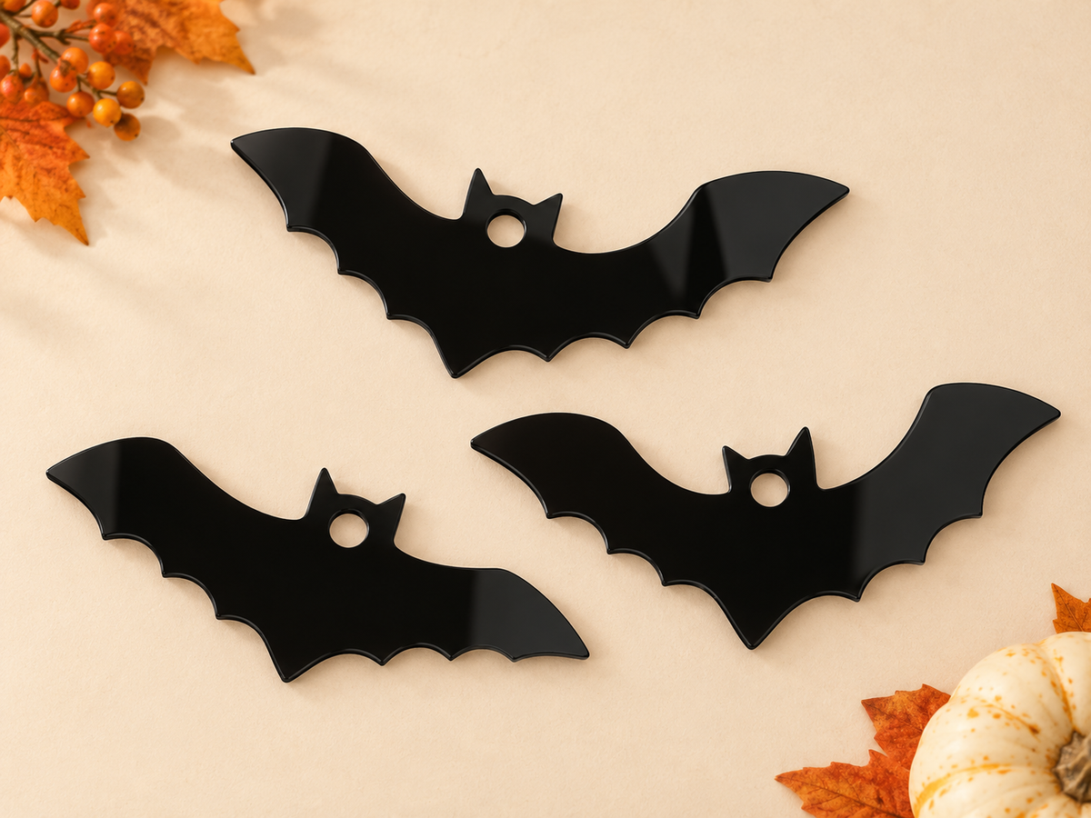 Three black bat blanks with hanging holes – sold individually