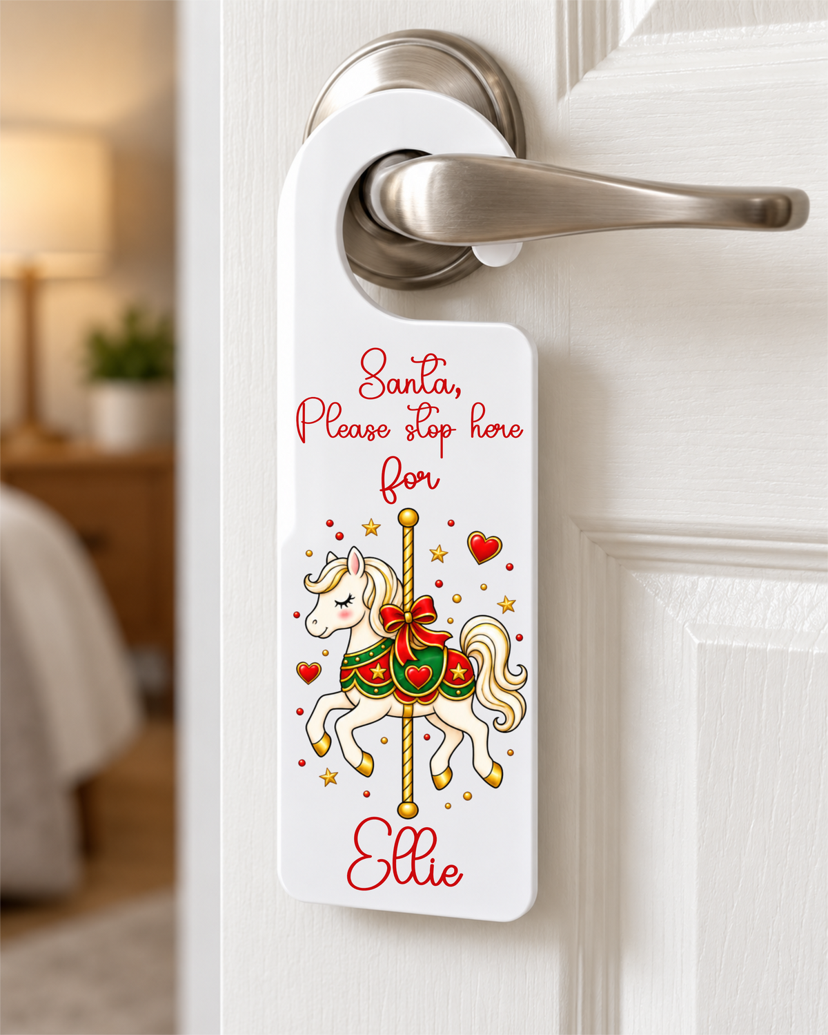 Santa Please Stop Here Door Hanger Decals – UV-DTF (9 x 6cm)