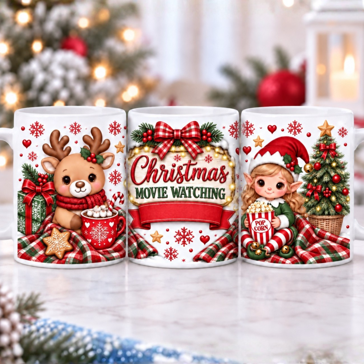 Christmas Movie Watching Traditional Red – Girl 11oz mug sublimation print