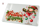 Elf Festive Tipples personalised glass chopping board sublimation print