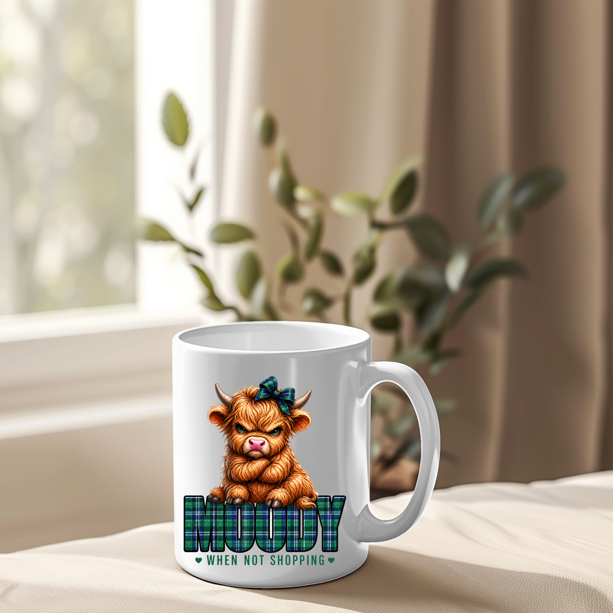 Moody Highland Cow Mug Decal – UV DTF (8cm)