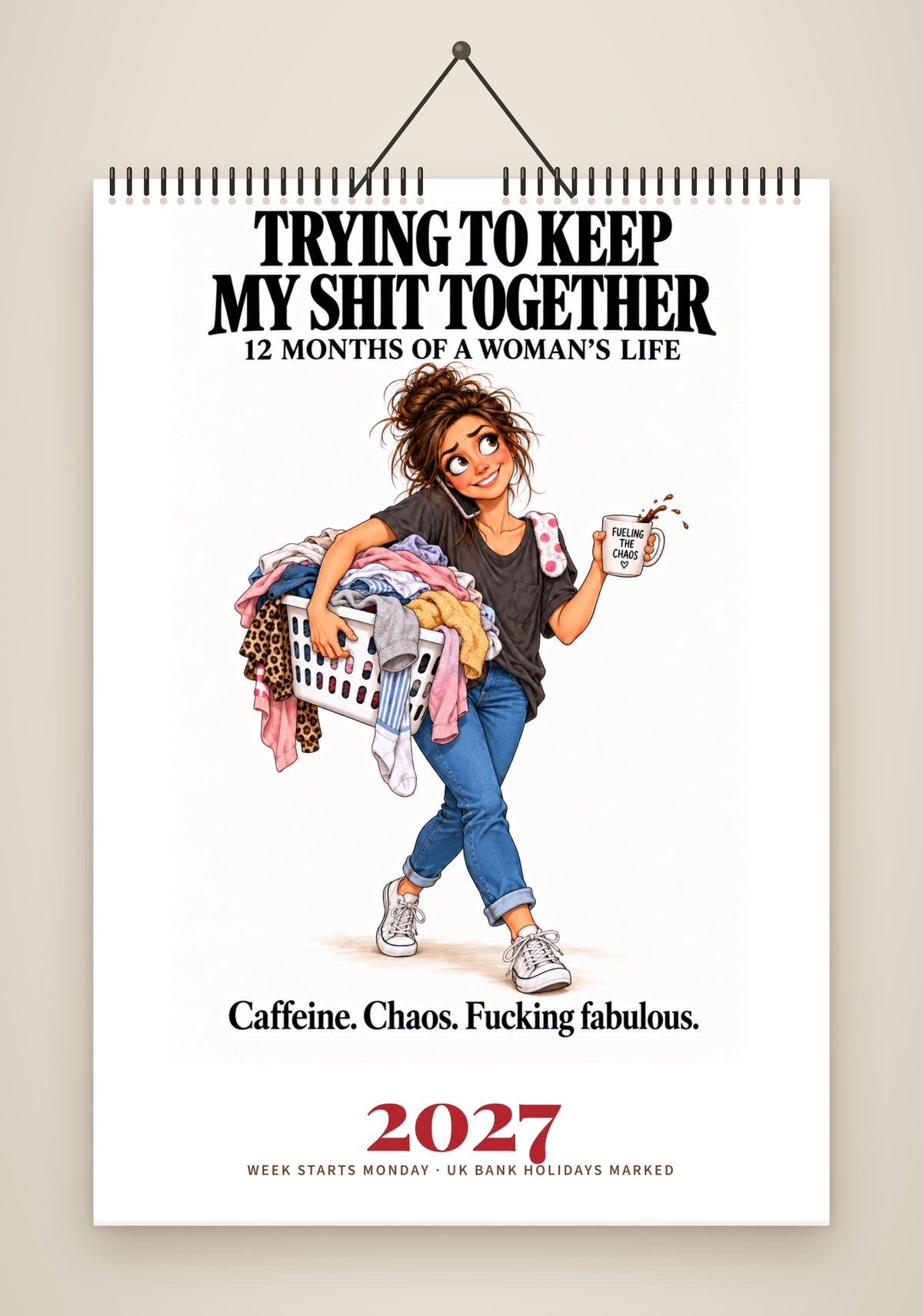 Trying to Keep My Shit Together Calendar 2027 – Printable A4 Digital Download