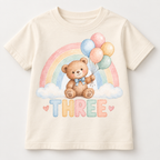 Pastel teddy bear THREE 20cm DTF transfer cream T-shirt mock-up