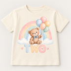 Pastel teddy bear TWO 20cm DTF transfer cream T-shirt mock-up