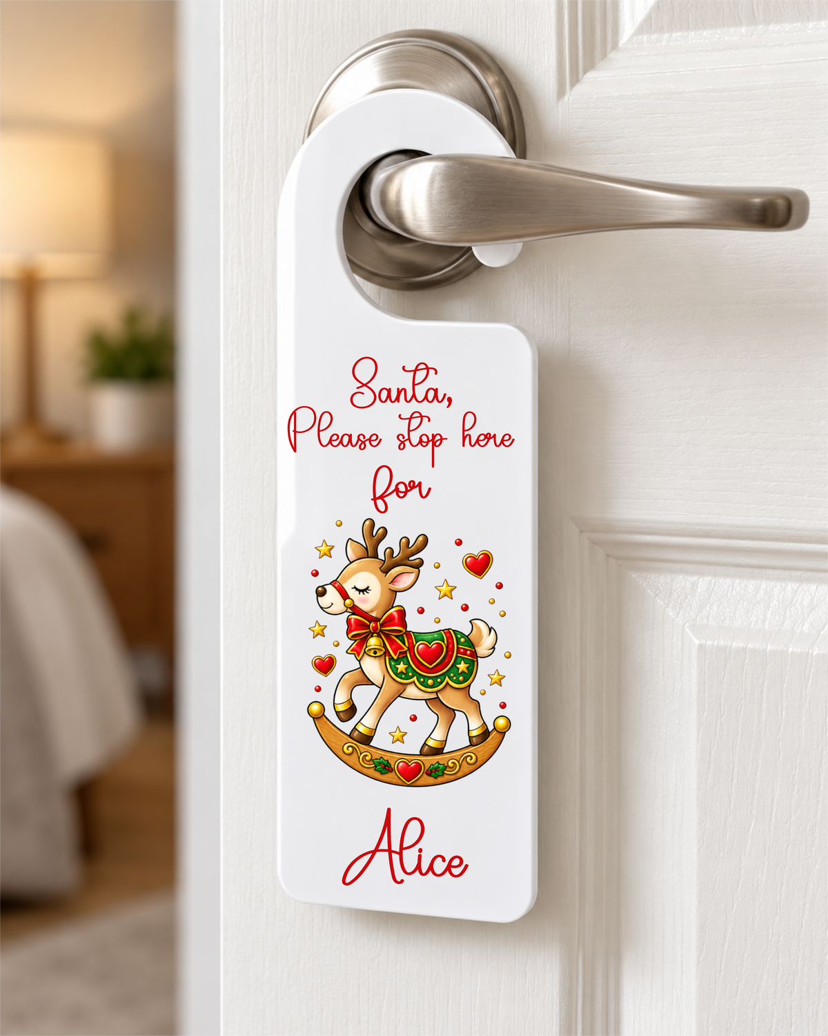 Santa Please Stop Here Door Hanger Decals – UV-DTF (9 x 6cm)