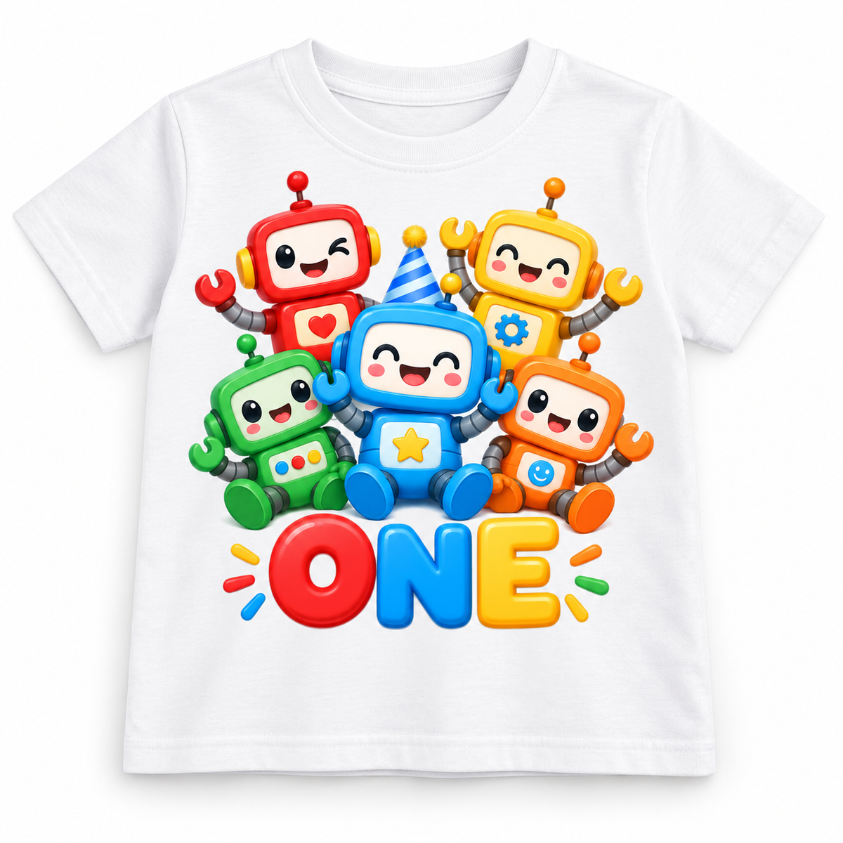 Robot ONE 20cm DTF transfer white T-shirt mock-up