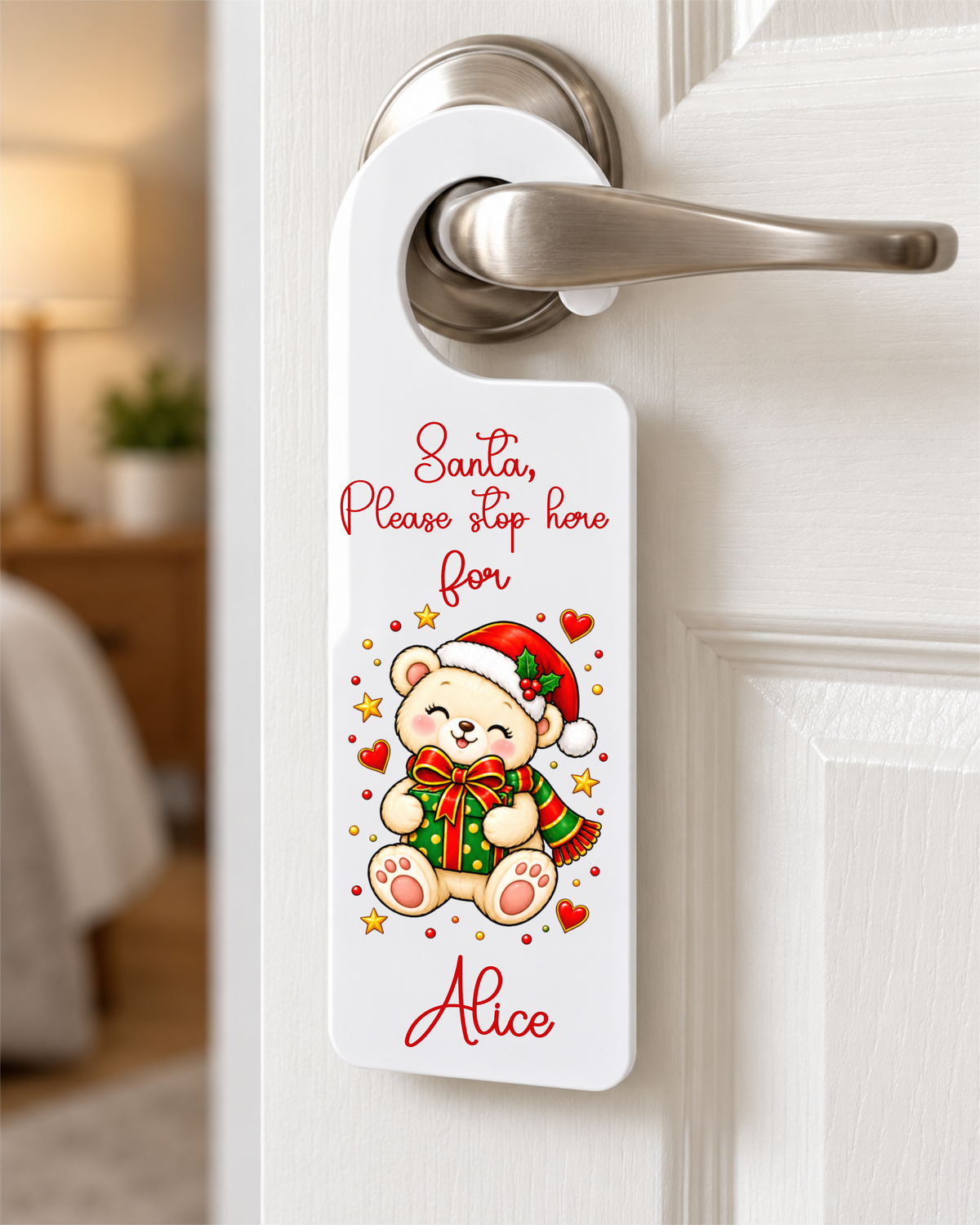 Santa Please Stop Here Door Hanger Decals – UV-DTF (9 x 6cm)