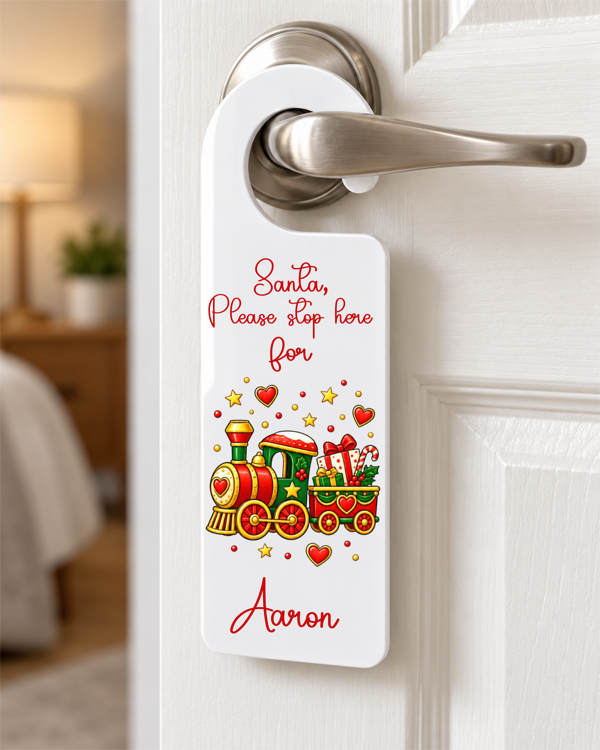 Santa Please Stop Here Door Hanger Decals – UV-DTF (9 x 6cm)